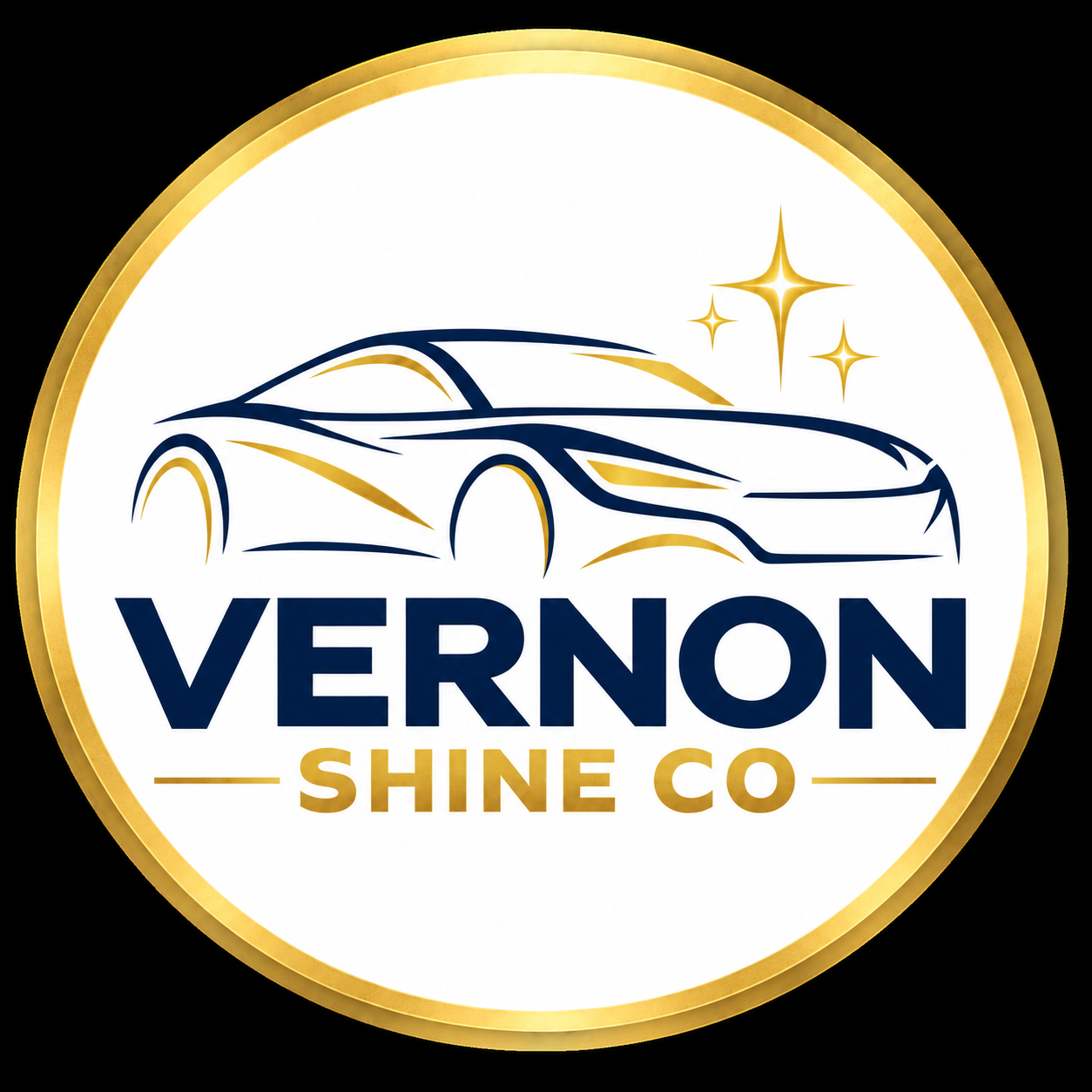 Vernon Shine Co. navy and gold car logo
